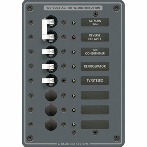 Blue Sea 8027 AC Main +6 Position Breaker Panel - White Switches