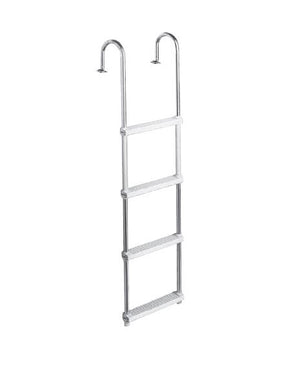 Garelick 4-step pontoon ladder, stainless steel, compact design for easy boarding and maintenance.