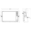 Technical diagram of the Simrad NSS evo3S 12-inch display with dimensions and control layout.