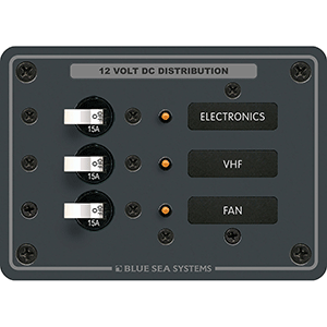 Blue Sea 8025 DC 3 Position Breaker Panel - White Switches