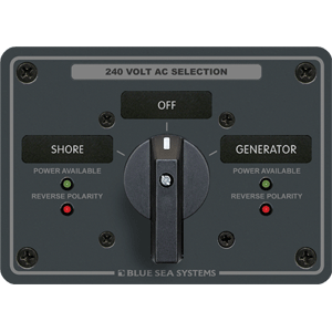 Blue Sea 8363 AC Rotary Switch Panel 65 Ampere 2 Positions + OFF, 3 Pole