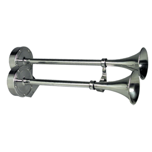 Schmitt &amp; Ongaro Deluxe All-Stainless Dual Trumpet Horn - 12V