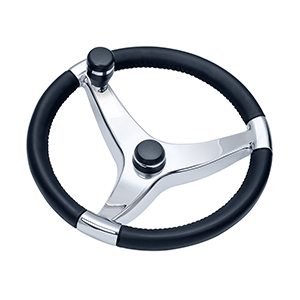Schmitt &amp; Ongaro Evo Pro 316 Cast Stainless Steel Steering Wheel w/Control Knob - 13.5" Diameter