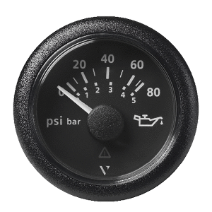 Veratron 52MM (2-1/16") ViewLine Oil Pressure Gauge 80 PSI/5 Bar - Black Dial &amp; Round Bezel