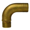 GROCO 3/4" NPT x 1" ID Bronze Full Flow 90° Elbow Pipe to Hose Fitting